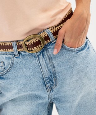 Jean mom femme avec ceinture fantaisie vue2 - GEMO 4G FEMME - GEMO