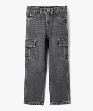 Jean cargo délavé à taille élastiquée réglable garçon vue2 - GEMO (ENFANT) - GEMO