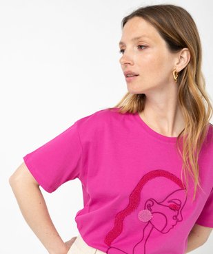 Tee-shirt manches courtes à motif bouclette femme vue6 - GEMO(FEMME PAP) - GEMO