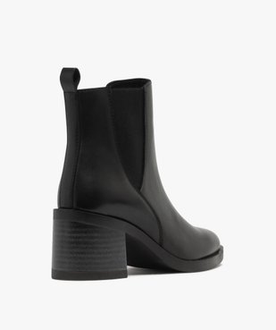 Bottines Chelsea en cuir à talon haut et large femme - Tanoo vue4 - TANEO - GEMO