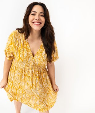 Robe imprimée à manches courtes et col V femme grande taille vue1 - GEMO 4G GT - GEMO