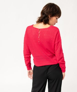 Pull col V en maille fine ajourée femme vue3 - GEMO(FEMME PAP) - GEMO