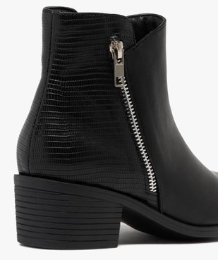 Bottines femme avec zip fantaisie et arrière effet grainé vue7 - GEMO (CASUAL) - GEMO