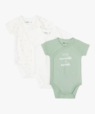 Body manches courtes fermeture croisée bébé (lot de 3) vue1 - GEMO 4G BEBE - GEMO