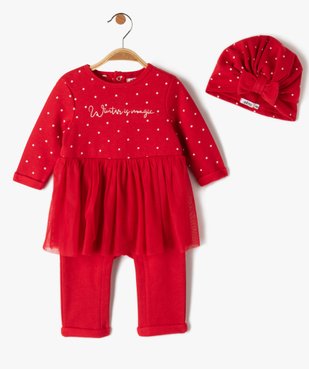 Ensemble bébé fille 2 pièces spécial Noël : combinaison + bonnet vue1 - GEMO(BB COUCHE) - GEMO