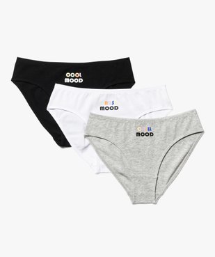 Culottes en coton avec inscriptions multicolores fille (lot de 3) vue1 - GEMO 4G FILLE - GEMO