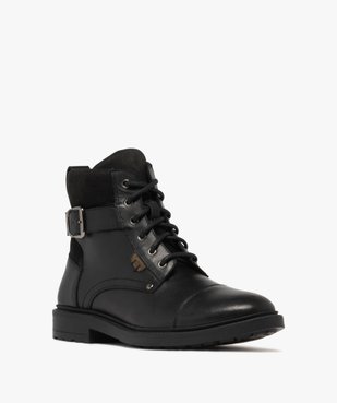 Boots homme casual dessus en cuir et à bout droit style Balmoral vue3 - URBAN STEPS - GEMO