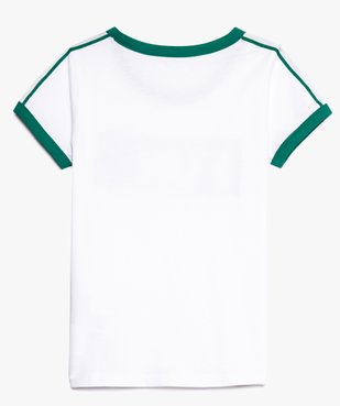 Tee-shirt fille avec inscription et finitions biais contrastantes vue2 - GEMO (JUNIOR) - GEMO