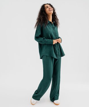 Pantalon large et fluide en viscose froissée et satinée femme vue4 - GEMO(FEMME PAP) - GEMO