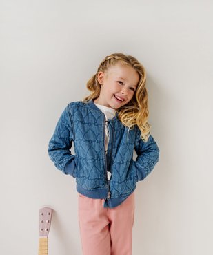 Blouson en jean matelassage cœurs fille vue1 - GEMO (ENFANT) - GEMO