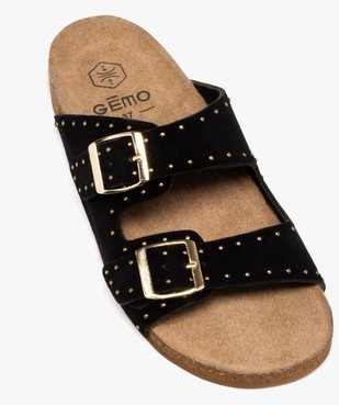 Mules femme unies en cuir suédé avec larges brides à clous  vue5 - GEMO (CASUAL) - GEMO