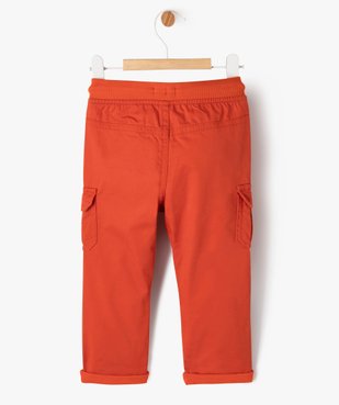 Pantalon coupe cargo doublé avec taille élastique bébé garçon  vue4 - GEMO(BEBE DEBT) - GEMO