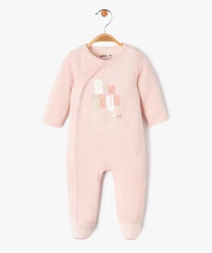 Pyjama en velours avec inscription pailletée bébé fille vue1 - GEMO(BB COUCHE) - GEMO