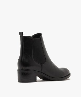 Bottines femme à talon dessus en cuir et bout amande style Chelsea - Tanéo vue4 - TANEO - GEMO