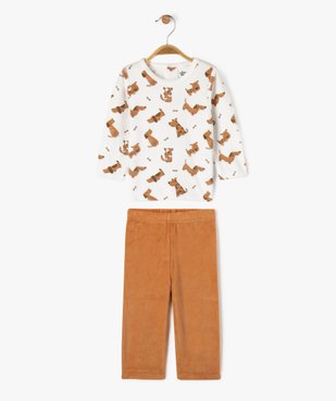 Pyjama en velours 2 pièces motifs chiens bébé garçon vue1 - GEMO 4G BEBE - GEMO