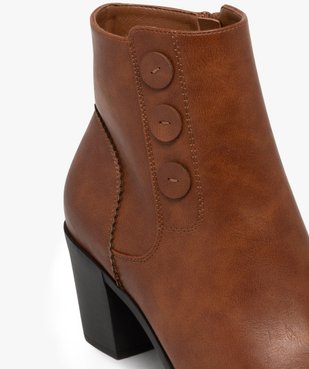 Bottines à talon carrée avec trois boutons fantaisie et à zip vue7 - GEMO 4G FEMME - GEMO