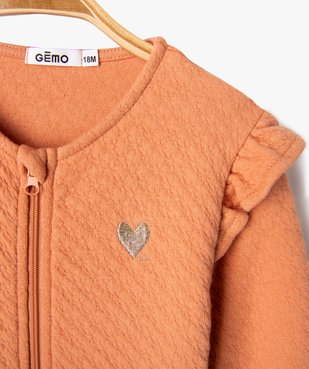 Sweat zippé avec volants sur les épaules bébé fille vue2 - GEMO(BEBE DEBT) - GEMO