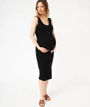 Robe longue de grossesse en maille côtelée avec boutons décoratifs vue1 - GEMO (MATER) - GEMO