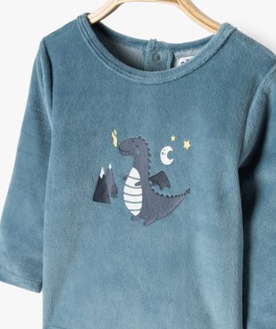 Pyjama en velours 2 pièces à motifs dinosaures bébé garçon vue2 - GEMO 4G BEBE - GEMO