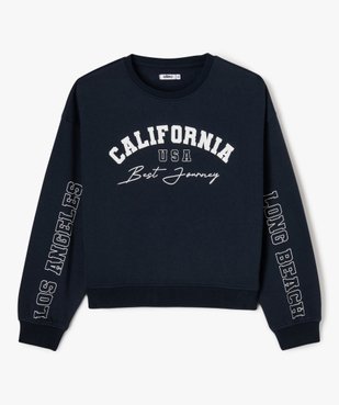 Sweat court avec inscriptions « Californie » fille vue1 - GEMO (JUNIOR) - GEMO