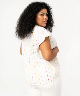 Blouse grande taille à manches courtes en voile brodé femme vue3 - GEMO (G TAILLE) - GEMO