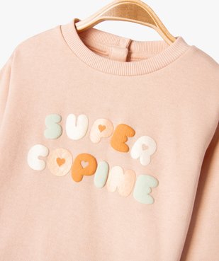 Sweat molletonné bébé fille avec motifs et message vue2 - GEMO 4G BEBE - GEMO