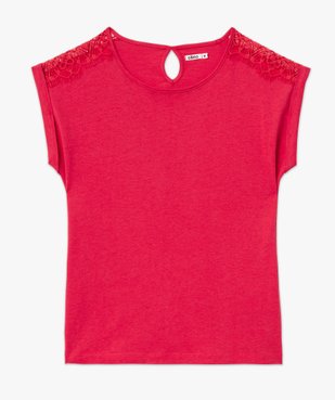 Tee-shirt à manches courtes avec épaules en dentelle femme vue4 - GEMO 4G FEMME - GEMO