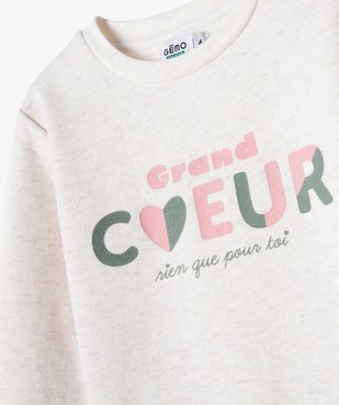 Sweat molletonné avec motif girly fille vue3 - GEMO 4G FILLE - GEMO