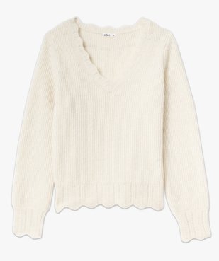 Pull en maille col V finitions dentelées femme vue4 - GEMO(FEMME PAP) - GEMO