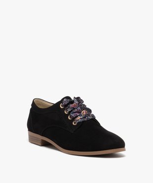 Derbies en suédine à lacets foulard femme vue3 - GEMO 4G FEMME - GEMO