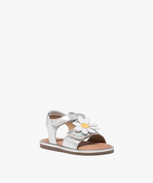 Sandales bébé fille en cuir métallisé avec fleur fantaisie - MOD8 vue2 - MOD8 - GEMO