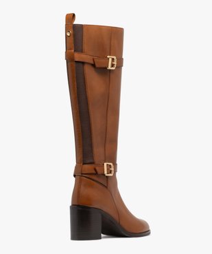 Bottes femme à talon carré détails stretch et boucles dorées fantaisie - Tanéo vue4 - TANEO - GEMO