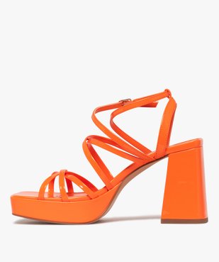 Sandales femme à talon flare unies avec fines brides entrelacées vue3 - GEMO(URBAIN) - GEMO