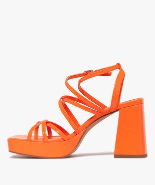 Sandales femme à talon flare unies avec fines brides entrelacées vue3 - GEMO(URBAIN) - GEMO