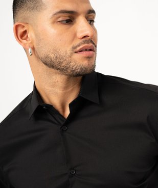 Chemise manches longues coupe droite en coton stretch homme vue3 - GEMO 4G HOMME - GEMO