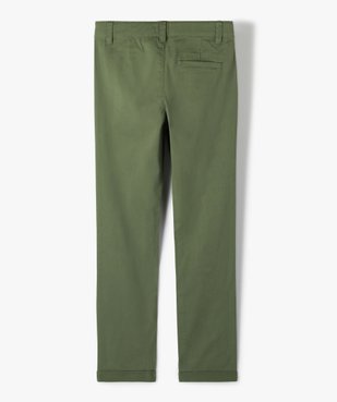 Pantalon garçon chino uni à revers vue3 - GEMO 4G GARCON - GEMO