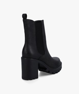 Boots femme Chelsea à talon et semelle crantée vue4 - GEMO(URBAIN) - GEMO