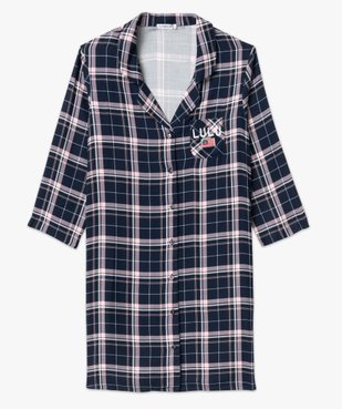 Chemise de nuit liquette à carreaux et manches 3/4 femme - LuluCastagnette vue4 - LULUCASTAGNETTE - GEMO