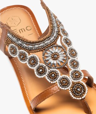 Sandales femme en cuir avec dessus en perles et à entre-doigts vue6 - GEMO (CASUAL) - GEMO