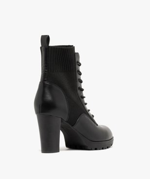 Boots femme à talon col strech avec plateforme crantée vue4 - GEMO(URBAIN) - GEMO