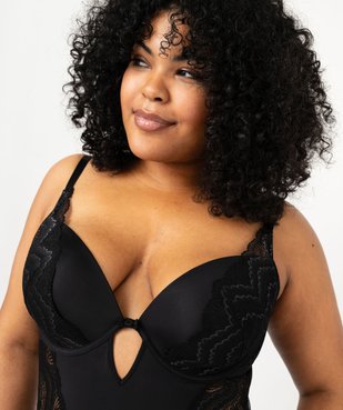 Body microfibre, tulle et dentelle femme grande taille vue2 - GEMO(HOMWR FEM) - GEMO