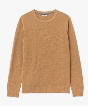 Pull col rond en coton uni homme vue4 - GEMO (HOMME) - GEMO