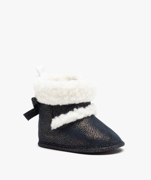 Chaussons bébé fille boots pailletées à col sherpa vue2 - GEMO 4G BEBE - GEMO