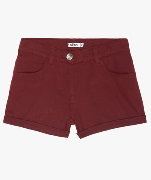 Short fille en coton extensible avec revers cousus vue1 - GEMO (JUNIOR) - GEMO