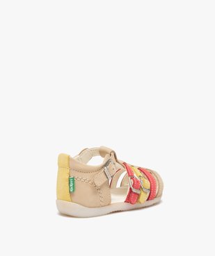 Sandales bébé fille en cuir uni avec brides à boucle - Kickers vue4 - KICKERS - GEMO