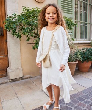 Robe sans manches à volants et fines rayures dorées fille vue1 - GEMO (ENFANT) - GEMO