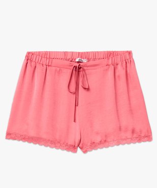 Short de pyjama en matière satinée et dentelle femme vue4 - GEMO(HOMWR FEM) - GEMO