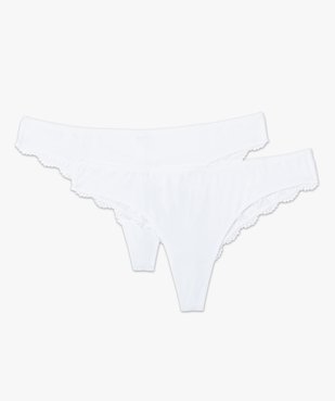 Tanga sans coutures en microfibre et dentelle femme (lot de 2) vue7 - GEMO 4G FEMME - GEMO