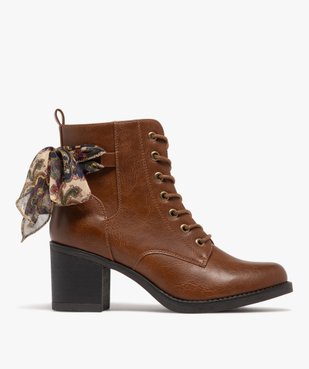 Bottines femme à talon avec lacets et zip foulard fantaisie noué vue2 - GEMO(URBAIN) - GEMO