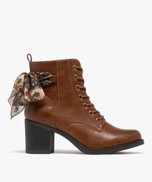 Bottines femme à talon avec lacets et zip foulard fantaisie noué vue1 - GEMO(URBAIN) - GEMO